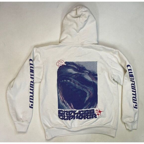 Club Fantasy Endless Euphoria Graphic Pullover Hoodie Women Small White - Picture 1 of 8